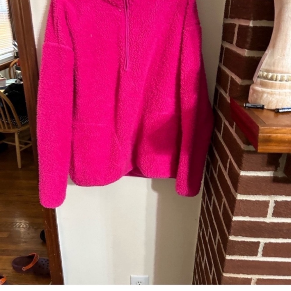 Crown & Ivy quarter zip womens size xl Teddy bright hot pink